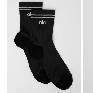 Alo Yoga Unisex Half-Crew Performance Sock Black Small